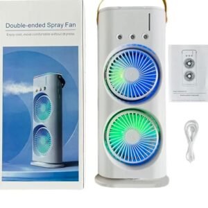 Double Ended Spray Fan, Desk Fan with Mist Spray, Travel Cooler Fan, Water Misting Fan, USB Rechargeable Mini Desktop Table Cooling Fan for Office